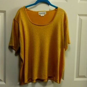 Gold Short Sleeve Sweater Top. 1X